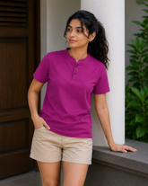Chinese Collar Tee - Purple