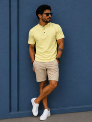 Chinese Collar Tee - Yellow