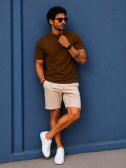 Chinese Collar Tee - Dark Brown