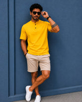 Chinese Collar Tee - Mustard Yellow