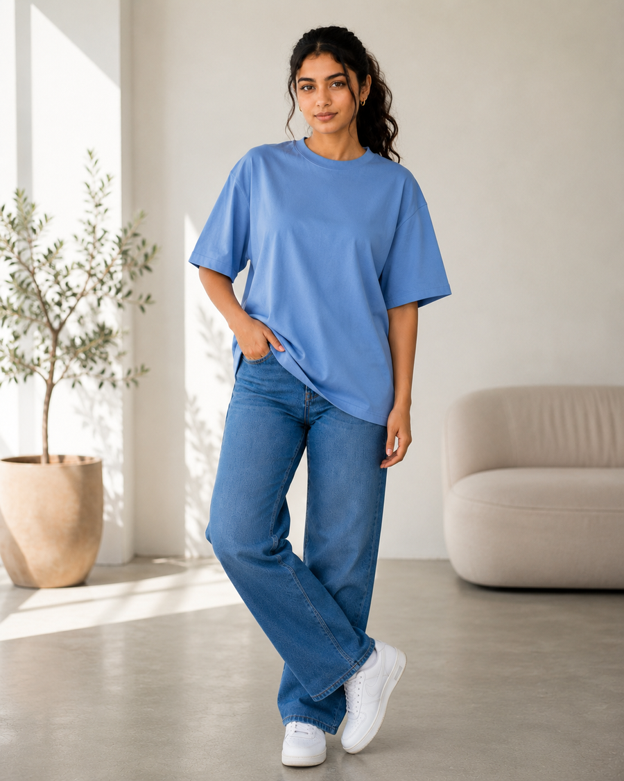 240 GSM Unisex Oversized - Mid Blue