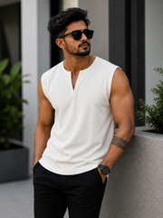 SPLIT NECK ARM CUT T-SHIRT
