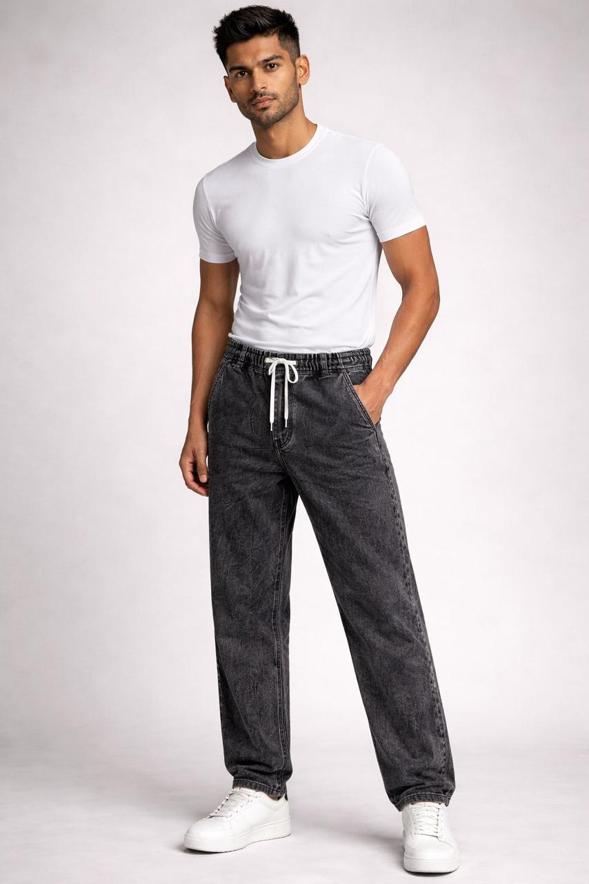 Elastic Waist Denim Jogger-Relaxed Fit