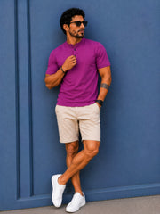 Chinese Collar Tee - Purple