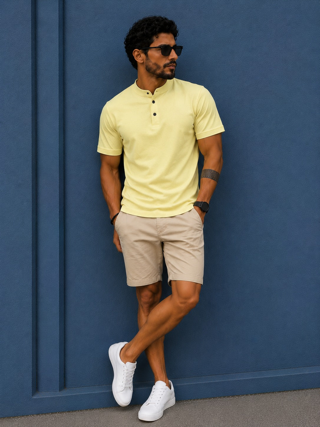 Chinese Collar Tee - Yellow